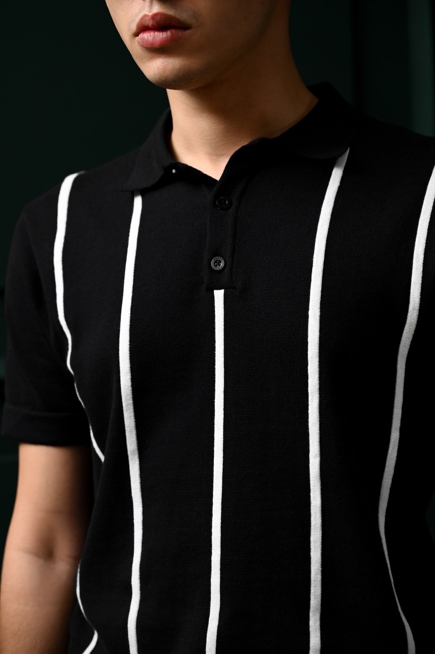 STRIPY POLO BLACK
