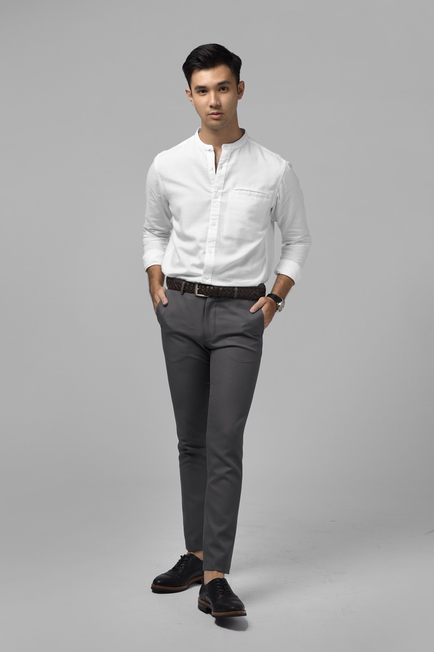 PSBC17-KALPEN COLLARLESS SHIRT WHITE