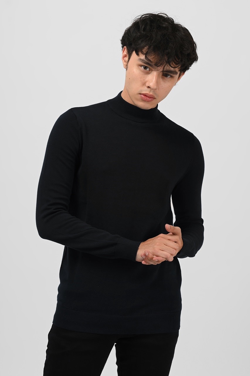 POCD02-MOCK NECK SWEATER BLACK