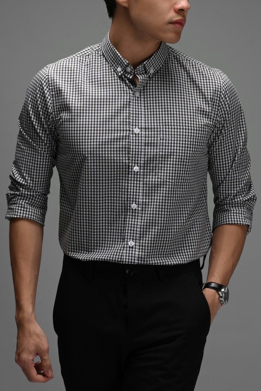 GINGHAM LONG SLEEVE SHIRT OLIVE