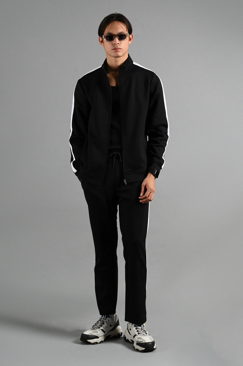 TWEED TRACKTOP BLACK STRIPE WHITE