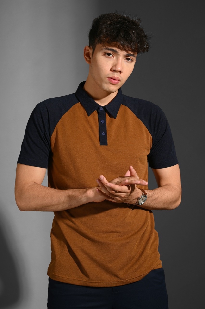 EAZYDRY POLO RAGLAN BROWN NAVY