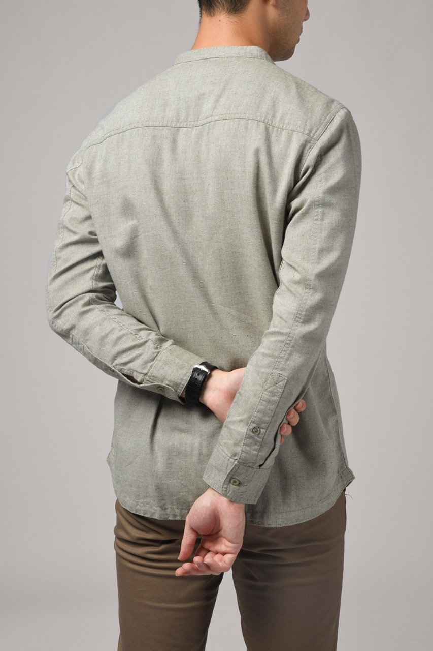 KALPEN COLLARLESS SHIRT GREENISH GREY