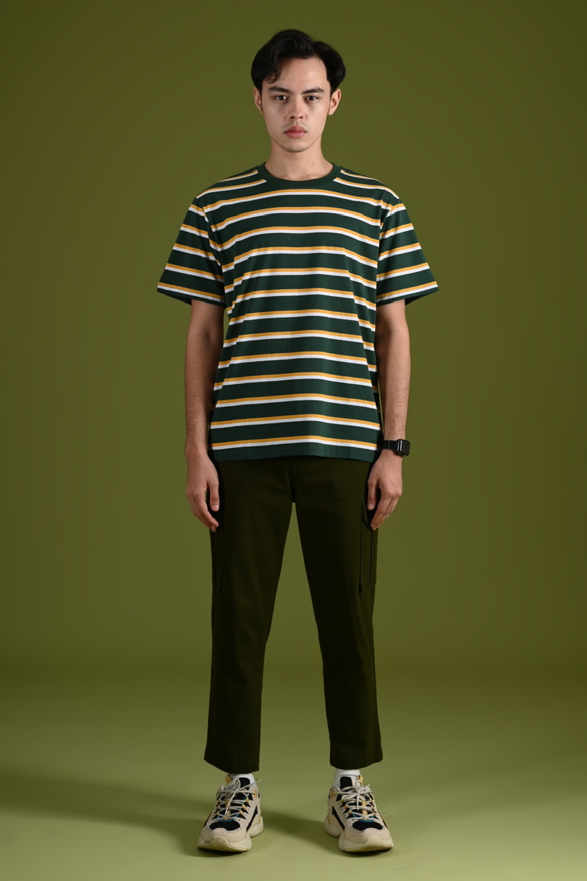 STRIPE TEES WORDING GREEN