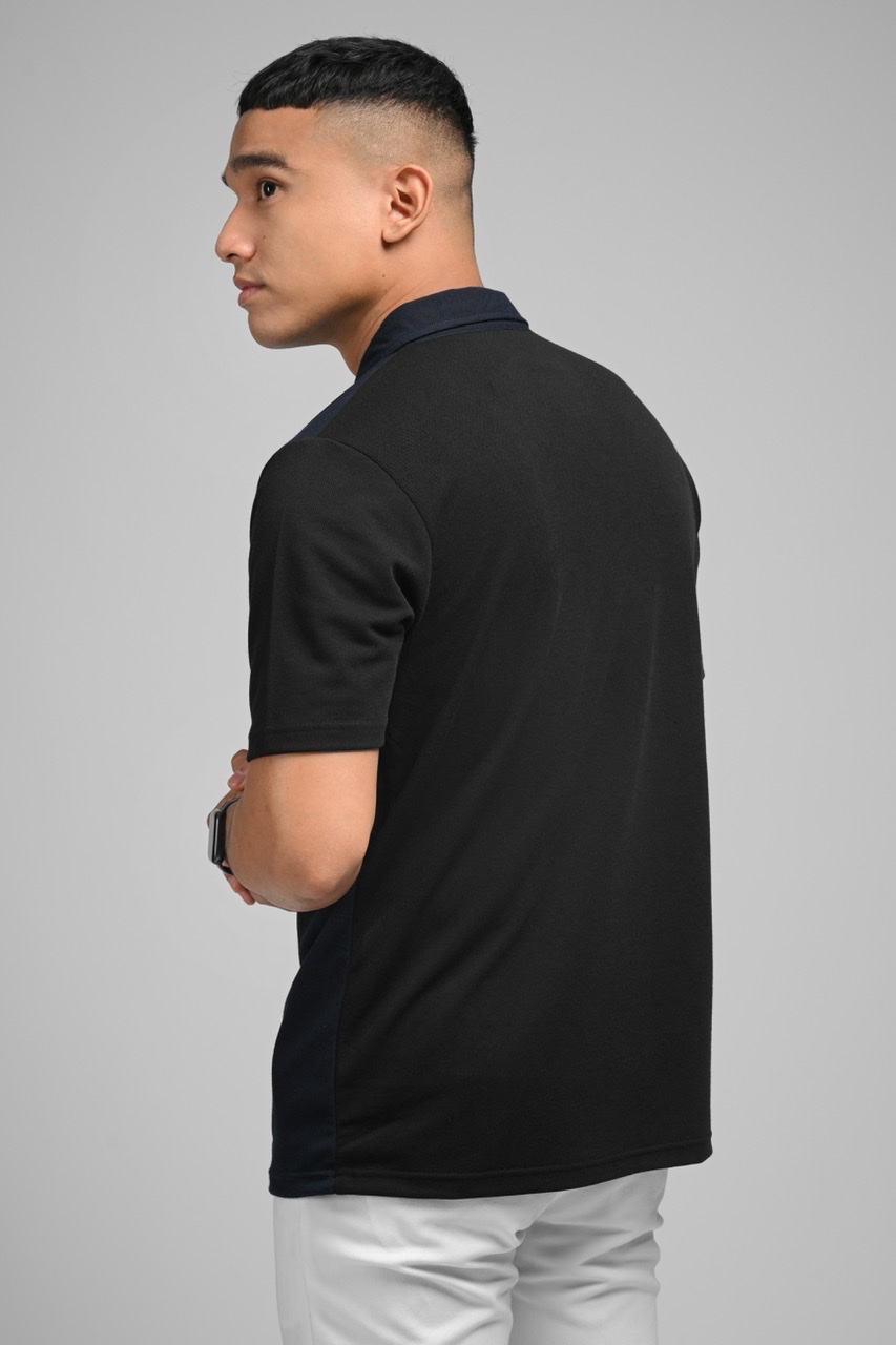 PLBL16-EAZYDRY POLO TWO TONE NAVY BLACK