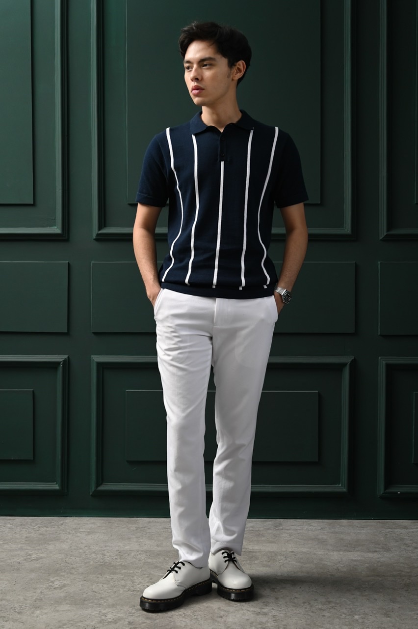PSAS16-STRIPY POLO NAVY