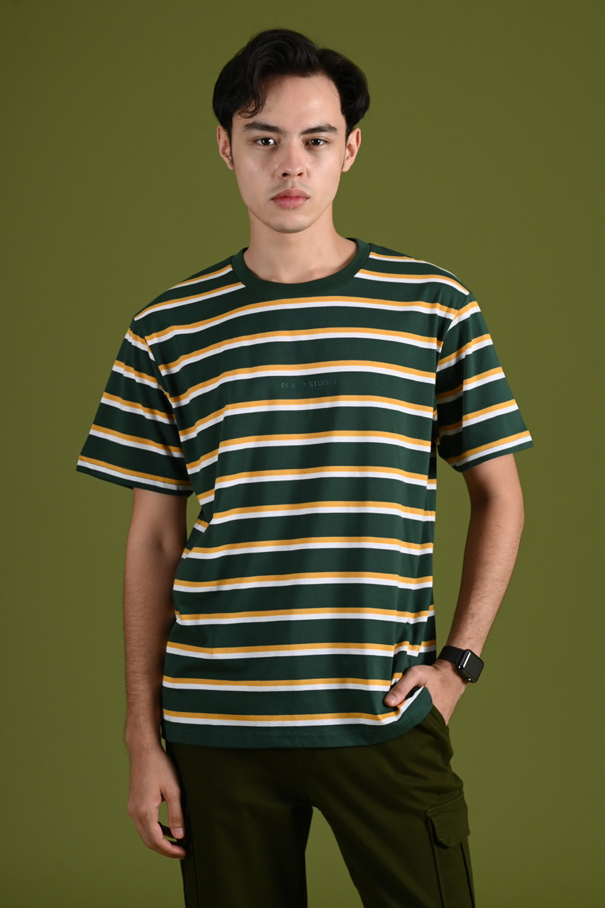 STRIPE TEES WORDING GREEN