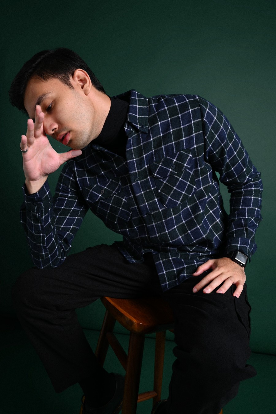 ULTIMATE DOUBLE POCKET FLANNEL SHIRT BLUE BLACK GRID