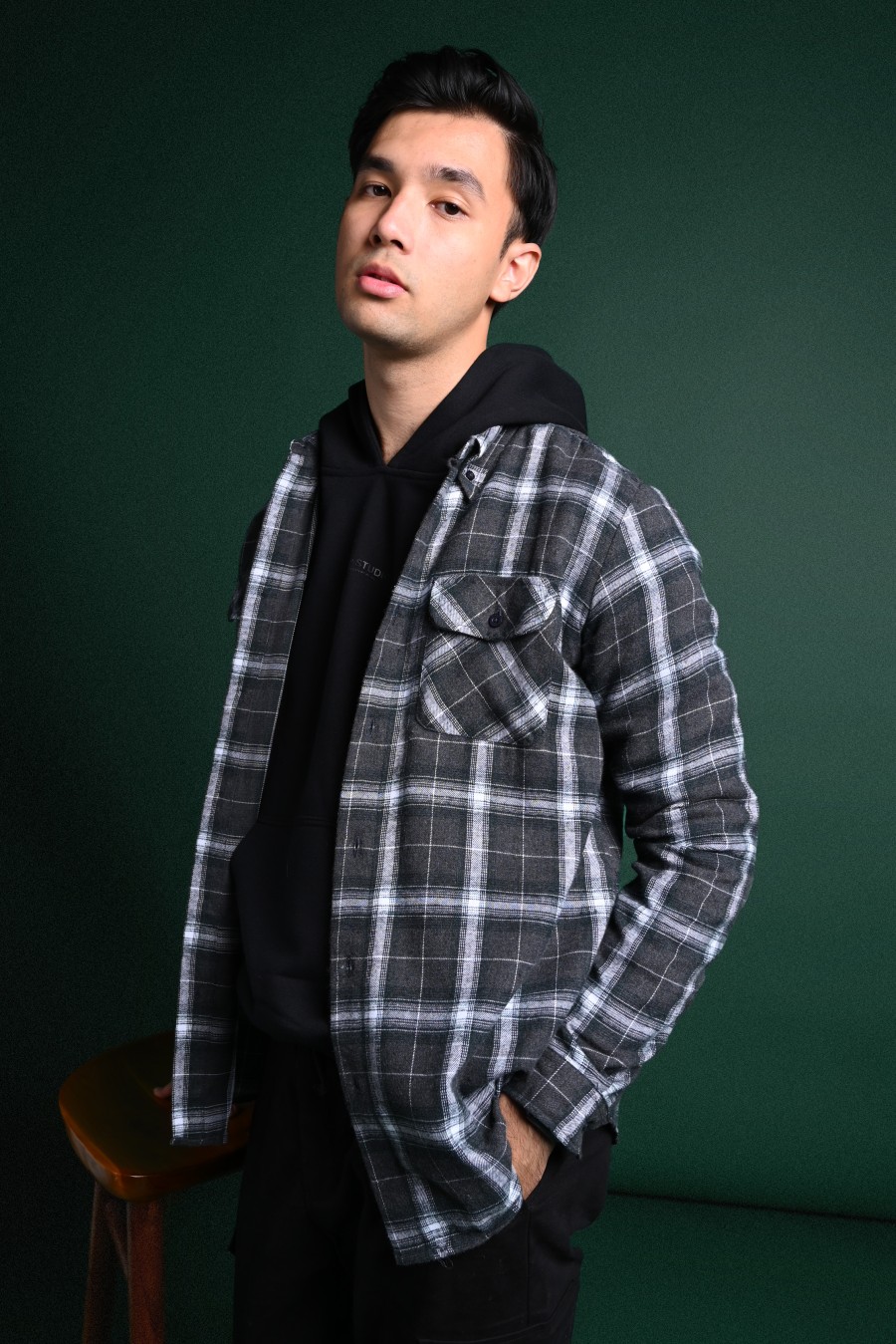 ULTIMATE DOUBLE POCKET FLANNEL SHIRT GREY WHITE GRID
