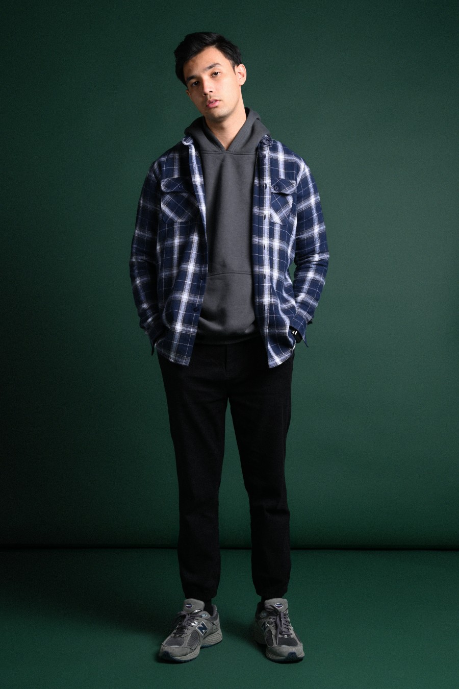 ULTIMATE DOUBLE POCKET FLANNEL SHIRT NAVY WHITE GRID