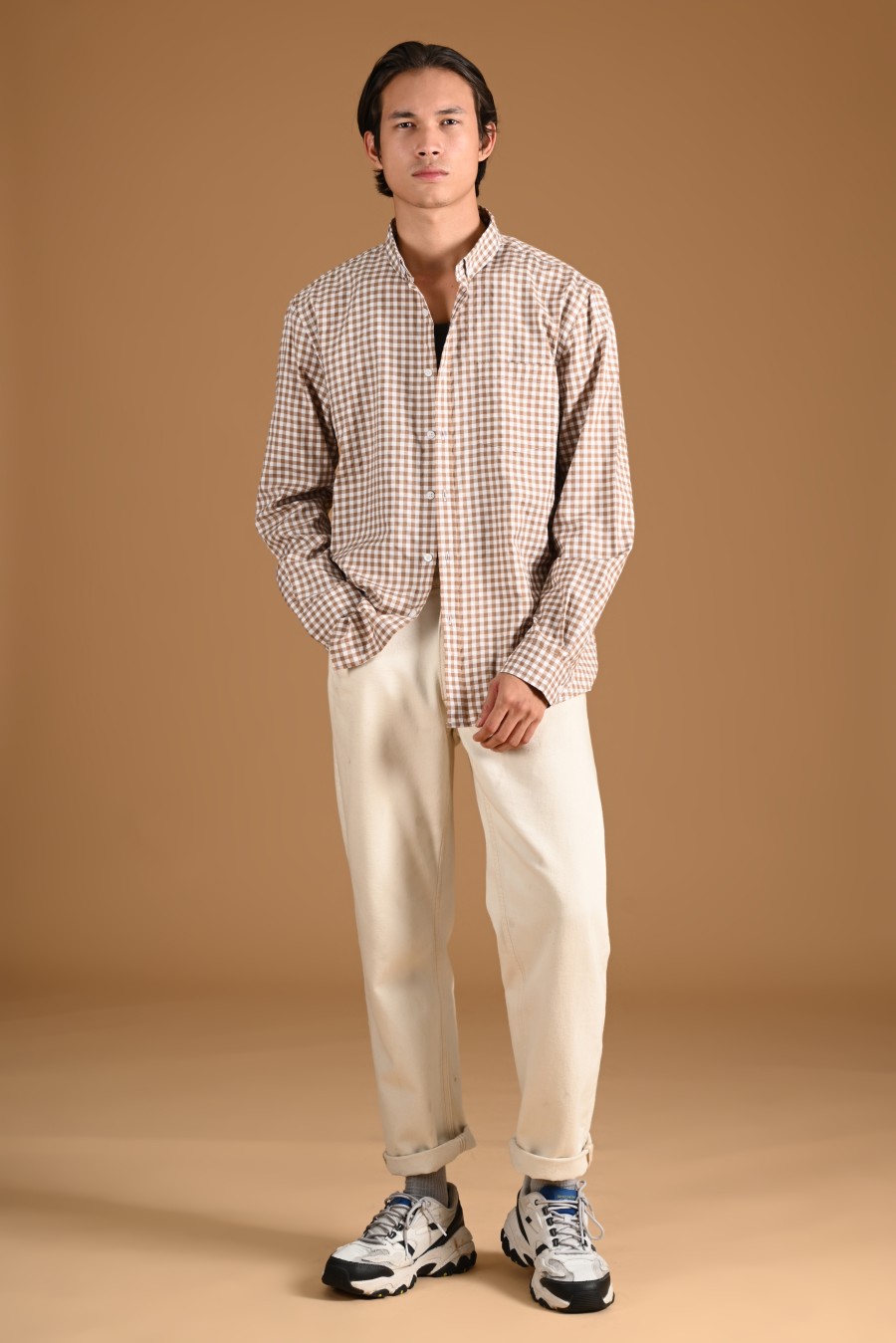 GINGHAM LONG SLEEVE SHIRT PREPP SCOOTER EDITION LIGHT BROWN