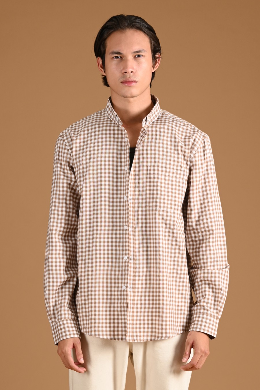 GINGHAM LONG SLEEVE SHIRT PREPP SCOOTER EDITION LIGHT BROWN