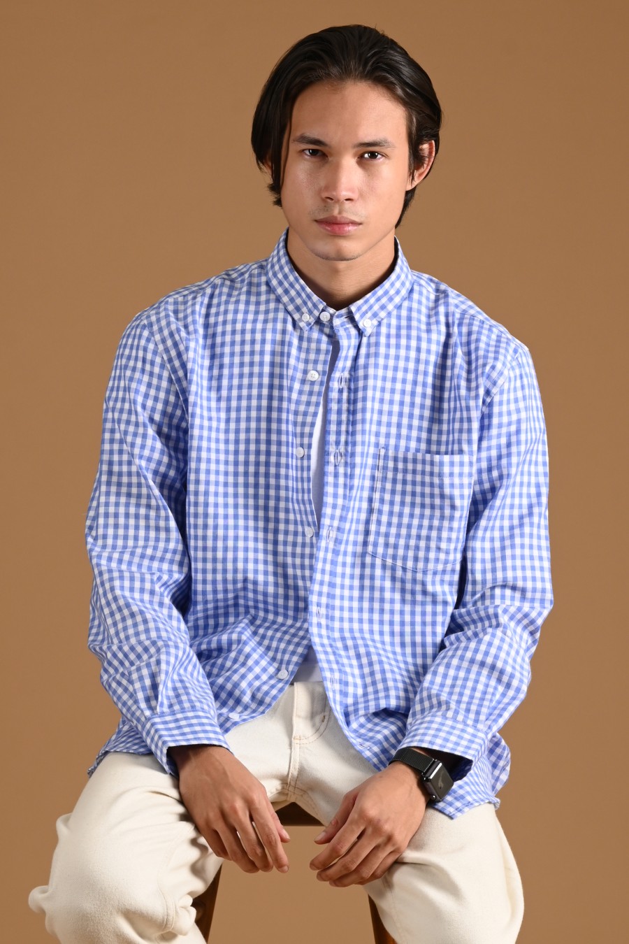 GINGHAM LONG SLEEVE SHIRT PREPP SCOOTER EDITION LIGHT BLUE