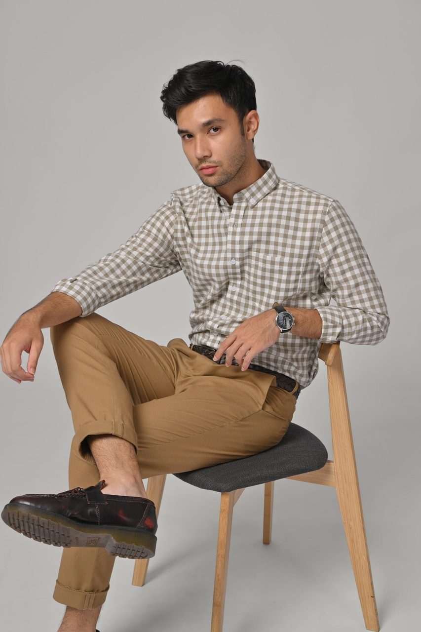 PSAZ05-MILES PLAID SHIRT BROWN