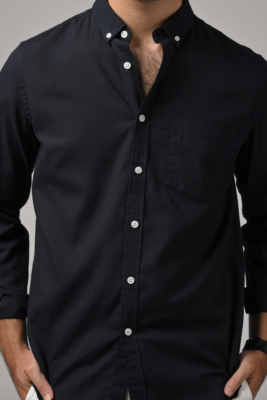 EXETER WHITE BUTTON LONG SLEEVE SHIRT NAVY