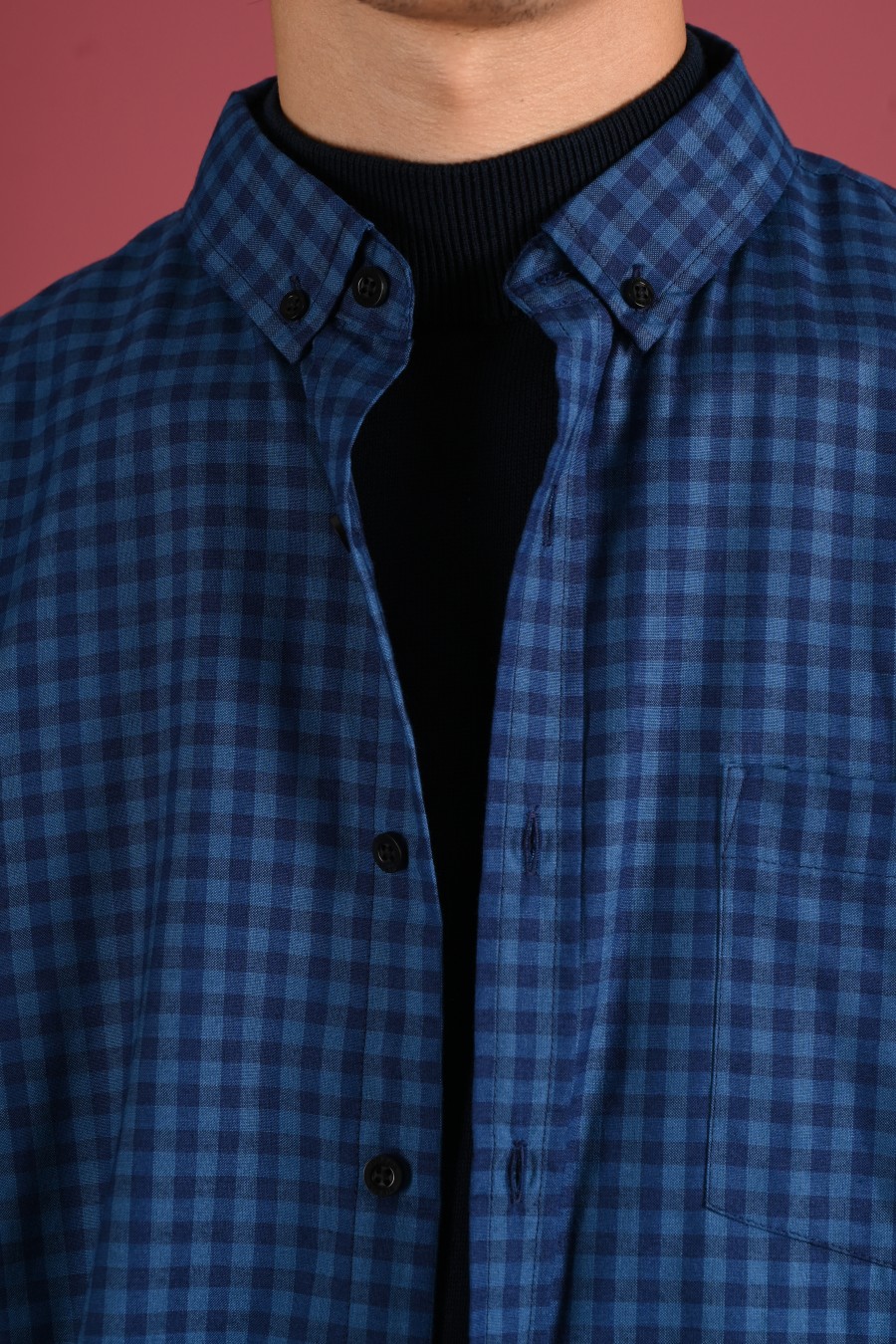 PSCQ67-GINGHAM LONG SLEEVE SHIRT PREPP SCOOTER EDITION NAVY TONAL