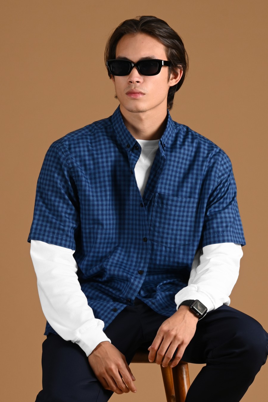 GINGHAM SHORT SLEEVE SHIRT PREPP SCOOTER EDITION NAVY TONAL