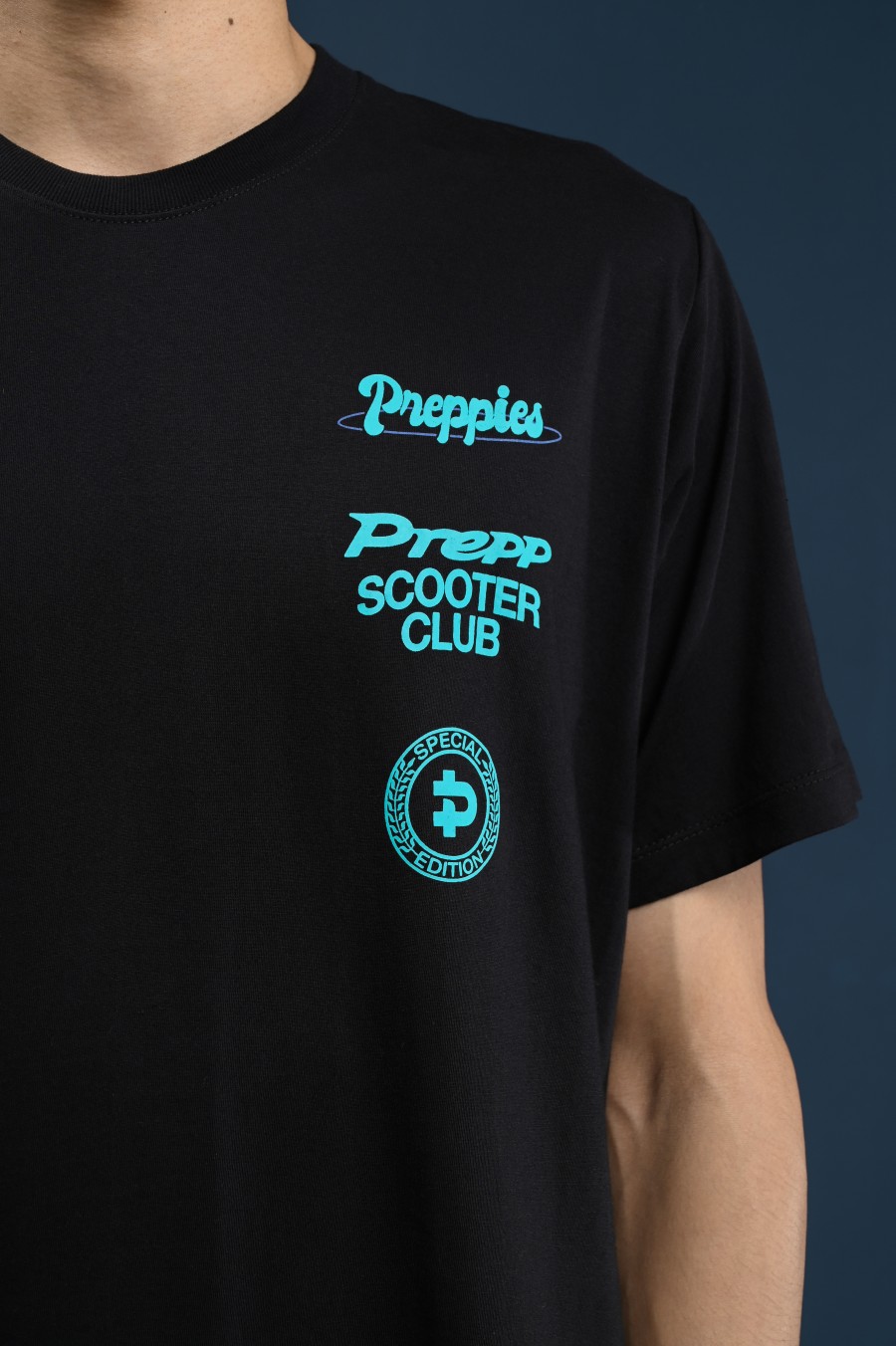 PTDO02-PREPP SCOOTER CLUB PREPPIES TEES BLACK