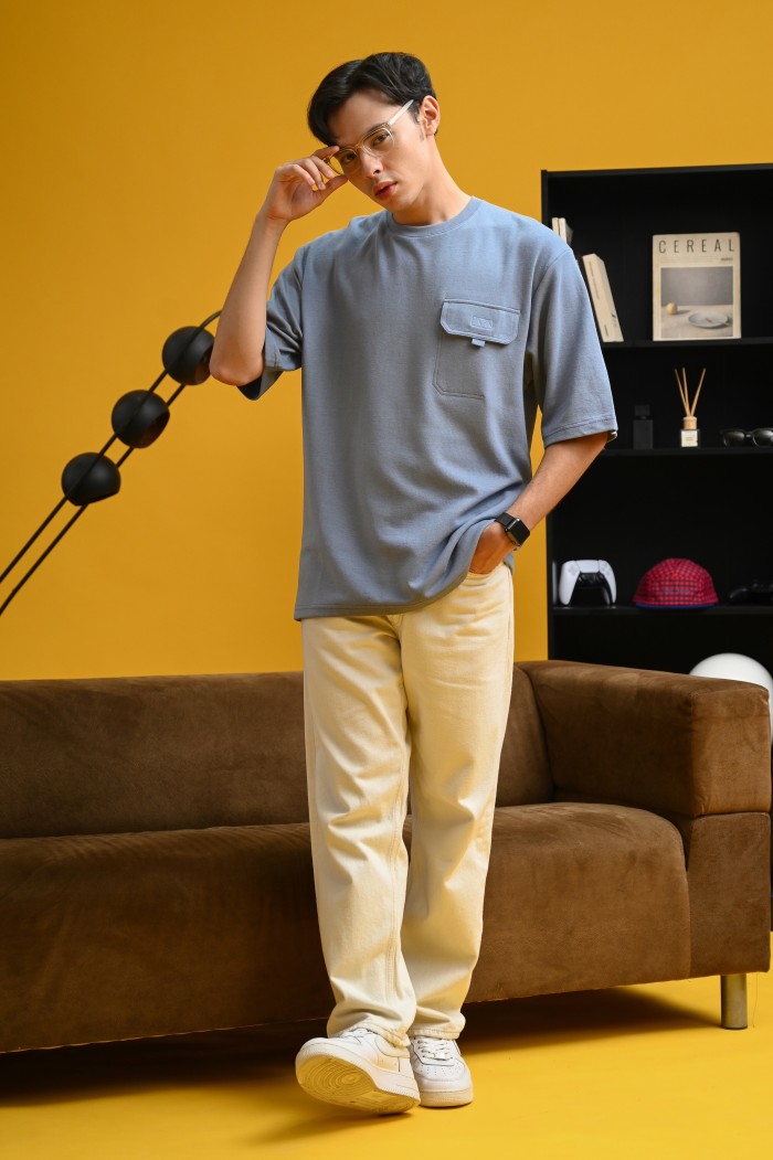 PTDJ63-POCKET OVERSIZED TEES FLINSTONE
