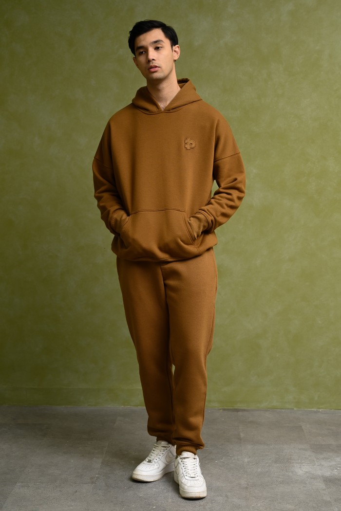 PREPP OVERSIZED HOODIE SIGNATURE PATCH BROWN