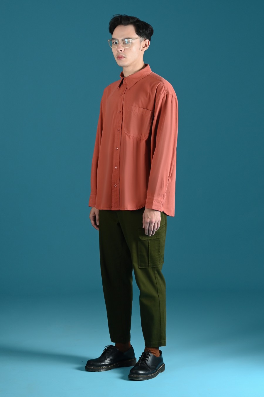 DREXEL OVERSIZED SHIRT BASIC COLLAR TERRACOTA