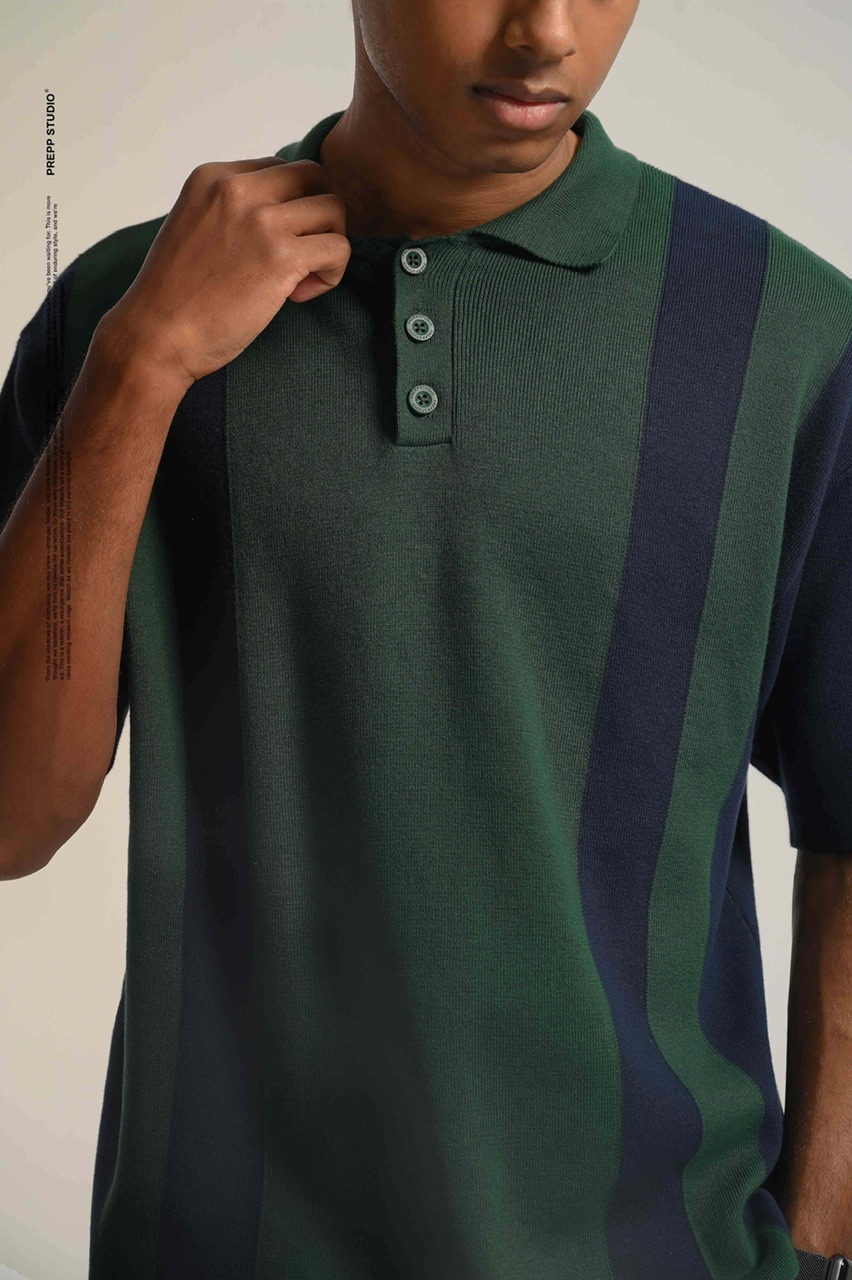 POLO STRIPE SENSE 2 STRIPE NAVY GREEN