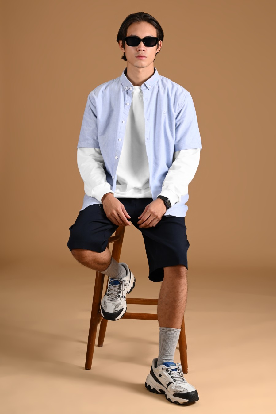PSDC04-SIGNATURE OXFORD SHORT SLEEVE SHIRT BLUE