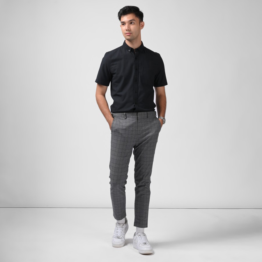 EXETER BLACK BUTTON SHORT SLEEVE SHIRT BLACK
