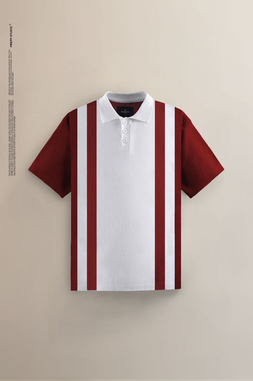 POLO STRIPE SENSE 2 STRIPE MAROON WHITE