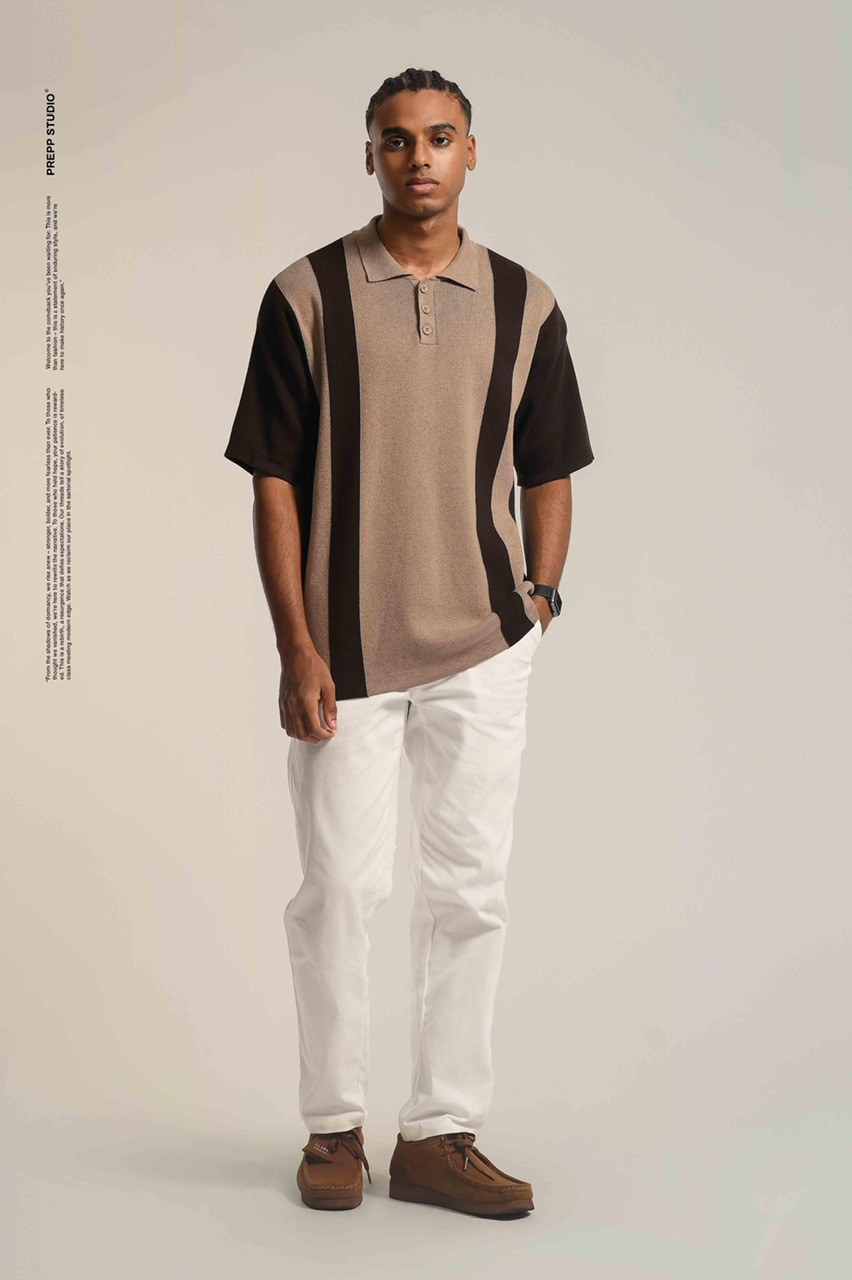 PLFT96-POLO STRIPE SENSE 2 STRIPE DARK BROWN