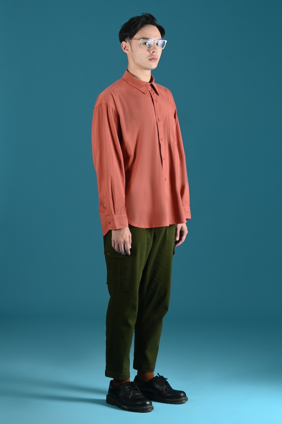 DREXEL OVERSIZED SHIRT BASIC COLLAR TERRACOTA