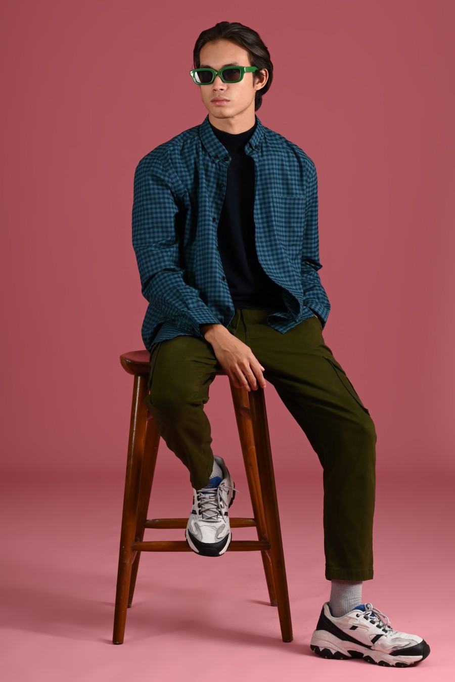 GINGHAM LONG SLEEVE SHIRT PREPP SCOOTER EDITION CYAN