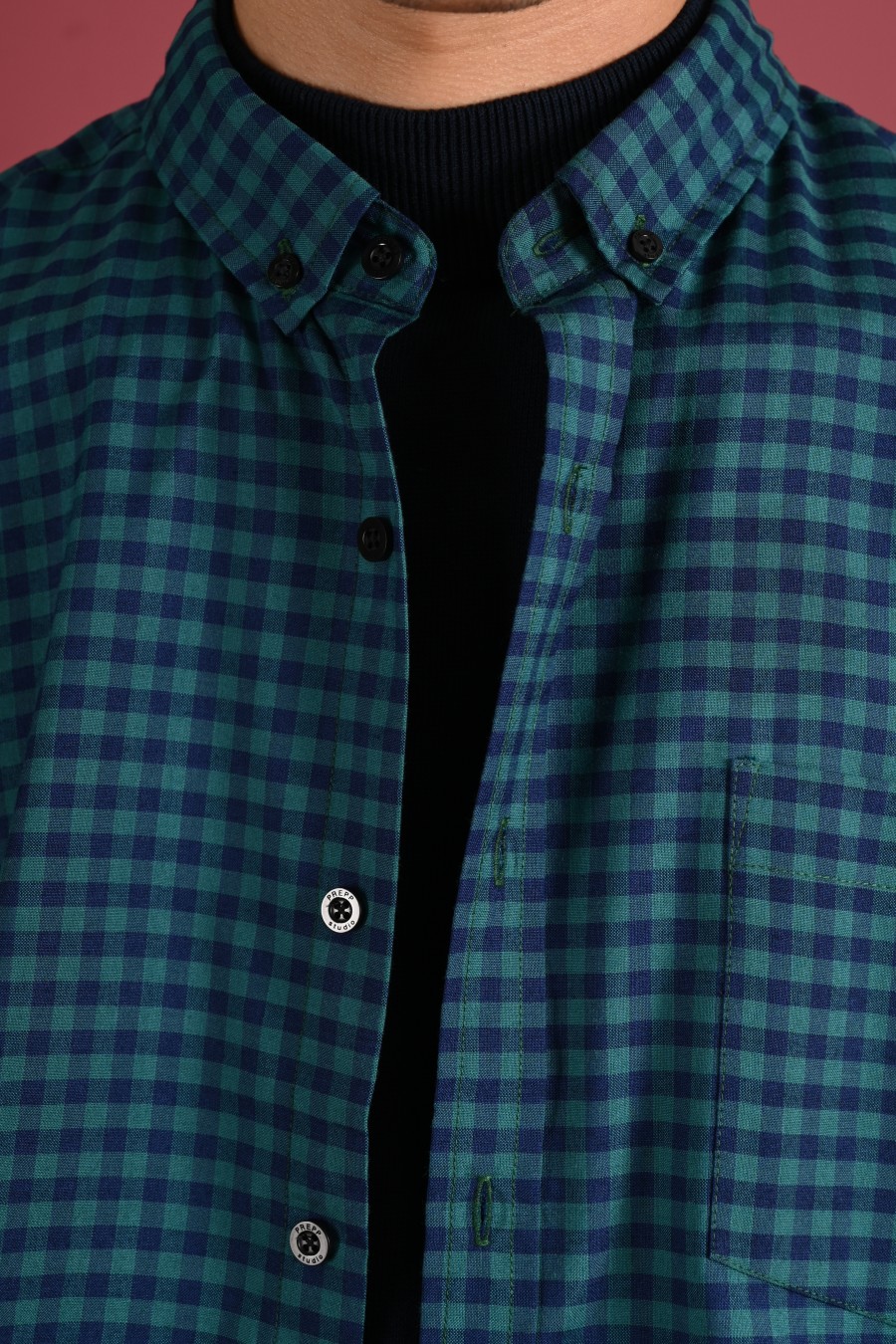 GINGHAM LONG SLEEVE SHIRT PREPP SCOOTER EDITION CYAN