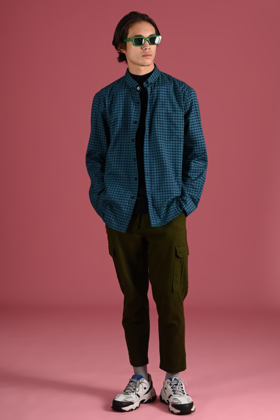 GINGHAM LONG SLEEVE SHIRT PREPP SCOOTER EDITION CYAN
