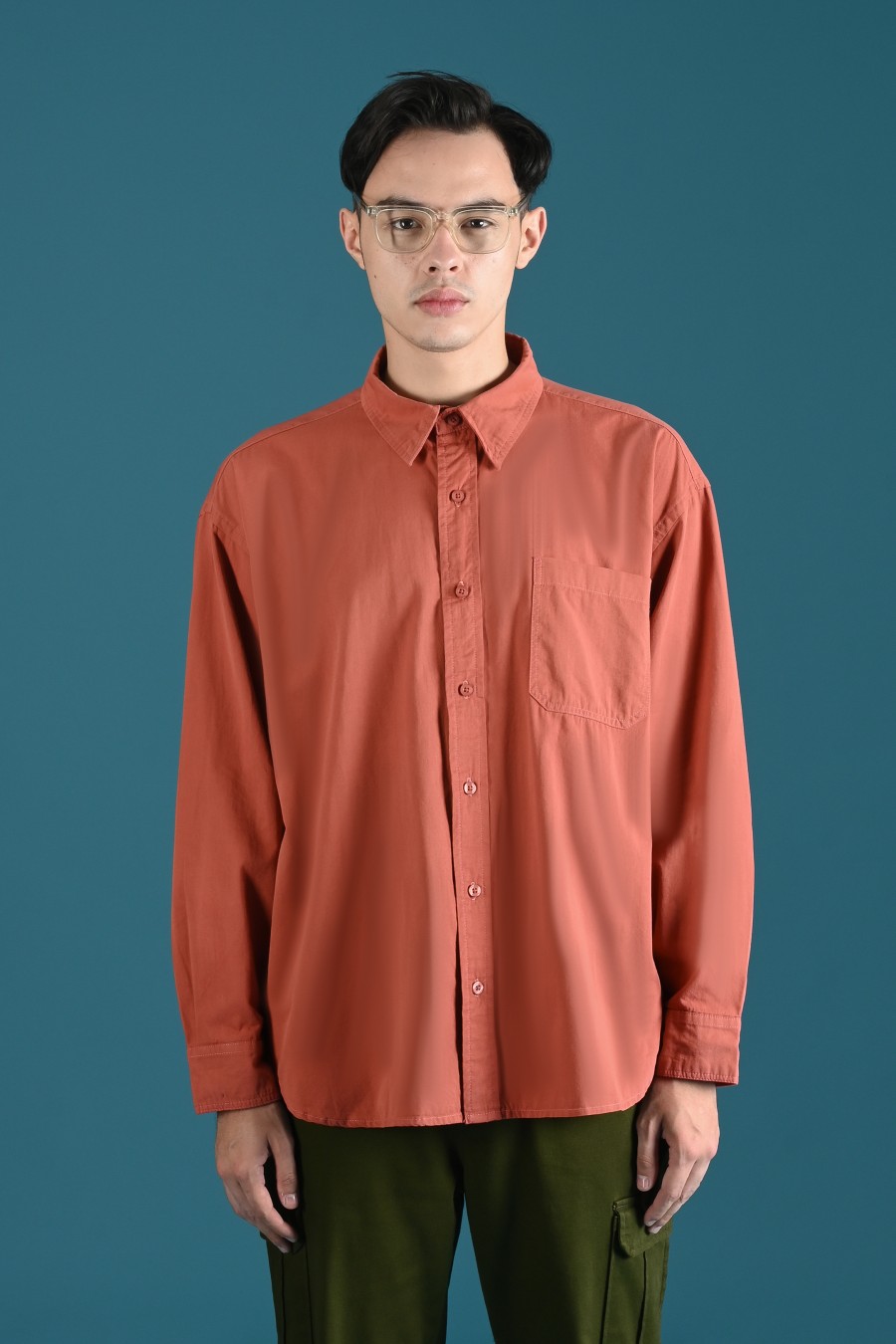 DREXEL OVERSIZED SHIRT BASIC COLLAR TERRACOTA