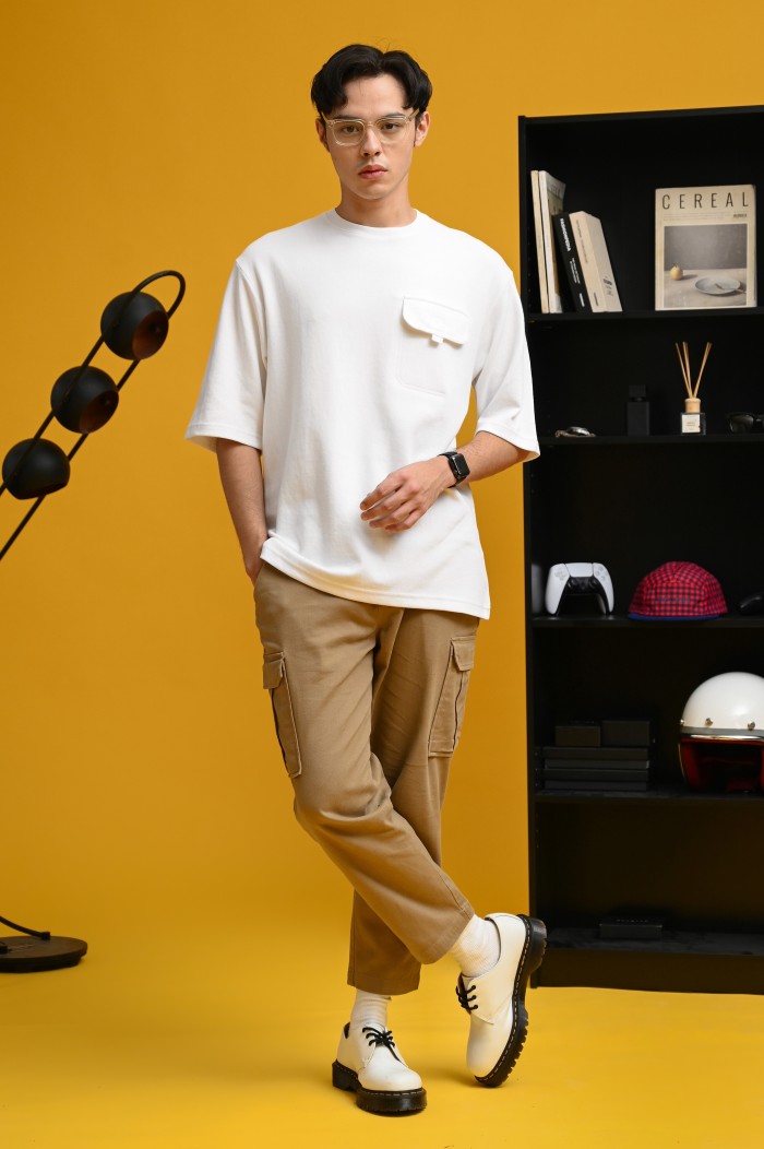 PTDJ17-POCKET OVERSIZED TEES WHITE