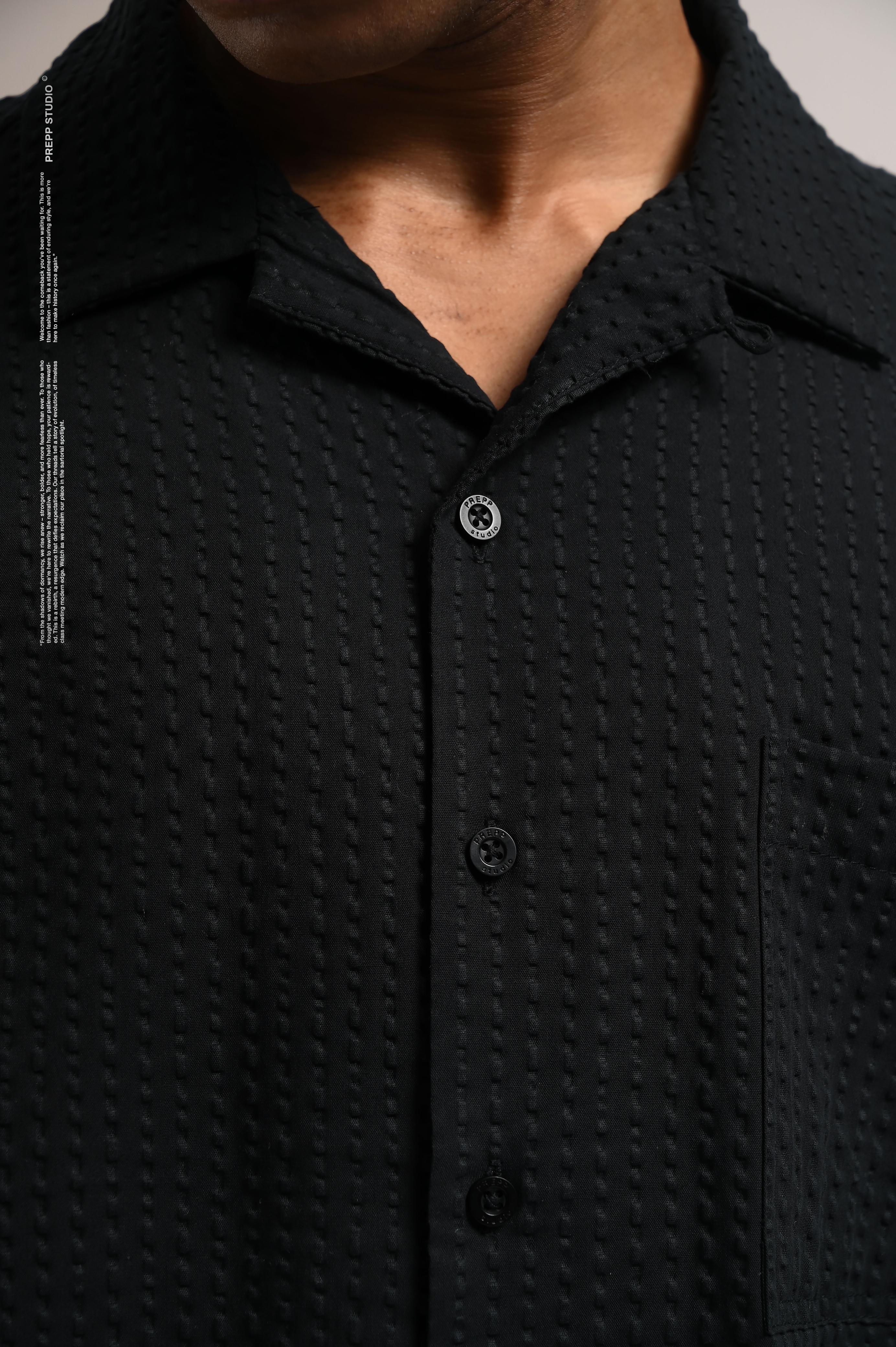 VELOFORE SEERSUCKER SHORT SLEEVE SHIRT BLACK