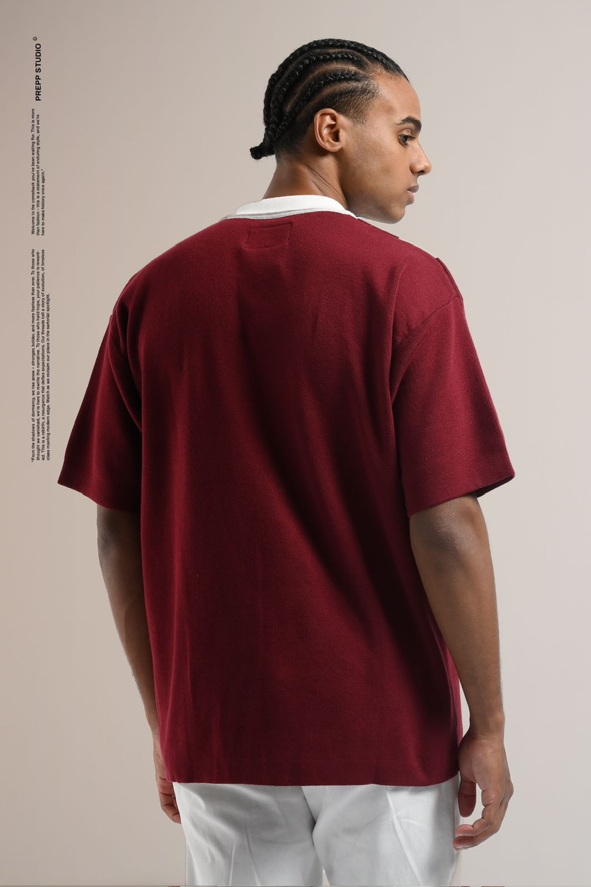 POLO STRIPE SENSE 2 STRIPE MAROON WHITE