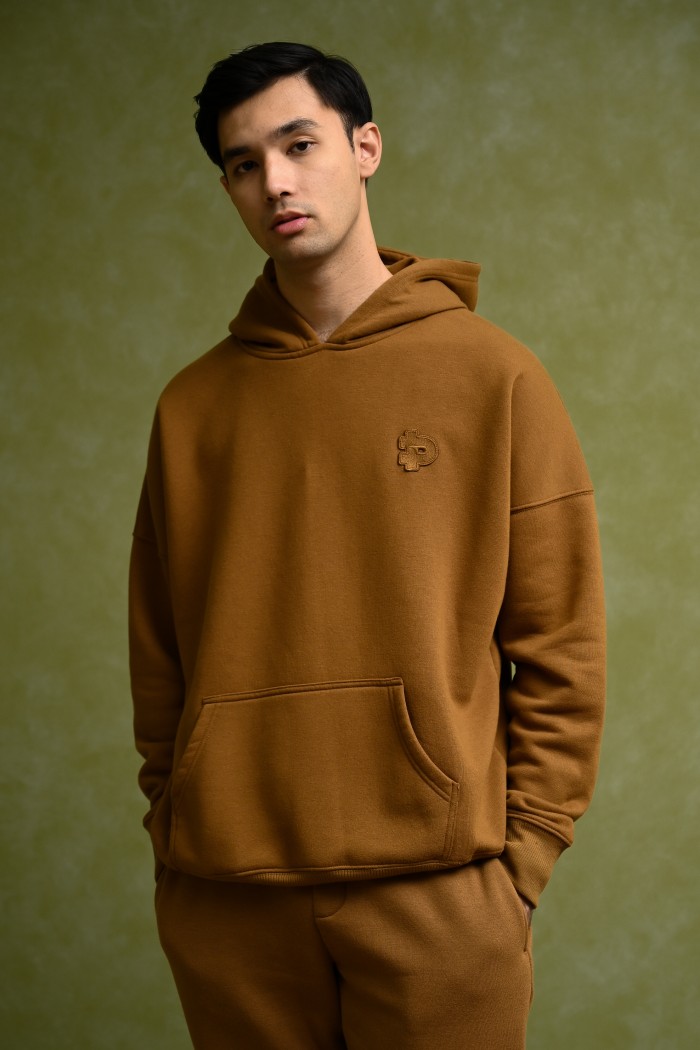 PREPP OVERSIZED HOODIE SIGNATURE PATCH BROWN