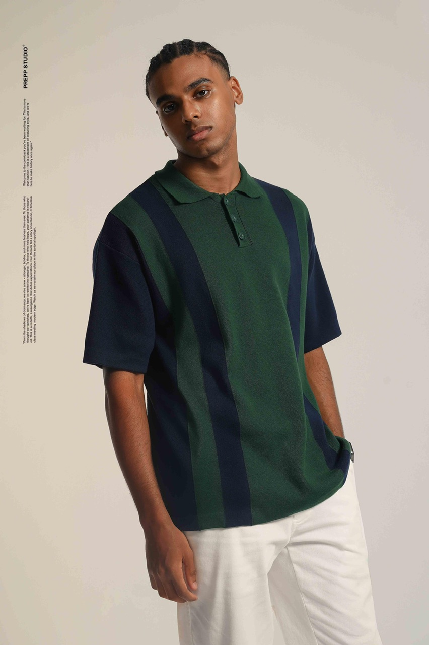 POLO STRIPE SENSE 2 STRIPE NAVY GREEN