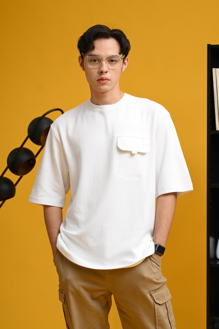 PTDJ17-POCKET OVERSIZED TEES WHITE