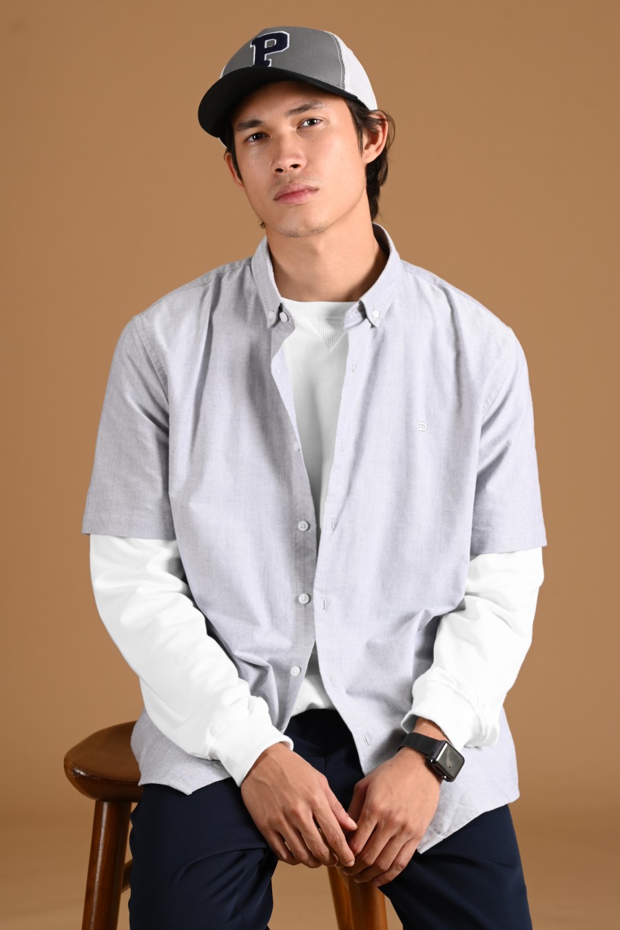 SIGNATURE OXFORD SHORT SLEEVE SHIRT GREY