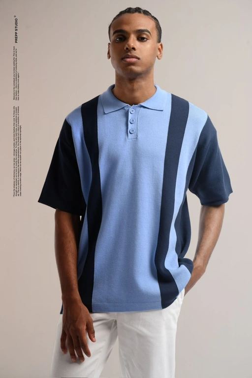 Image of POLO STRIPE SENSE 2 STRIPE NAVY BLUE