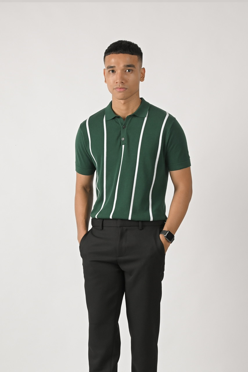 STRIPY POLO GREEN