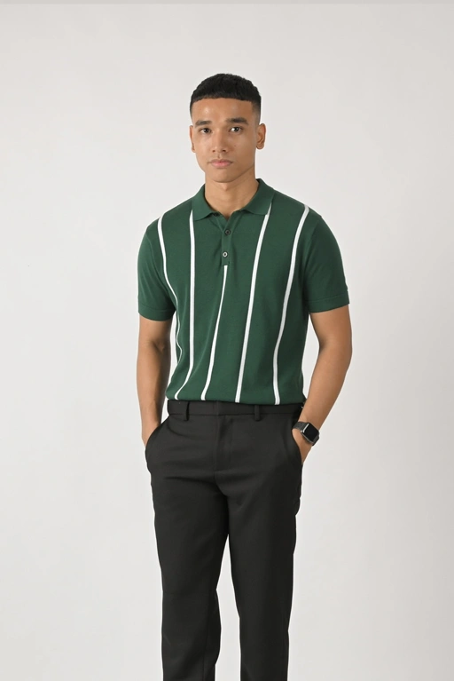 Image of STRIPY POLO GREEN