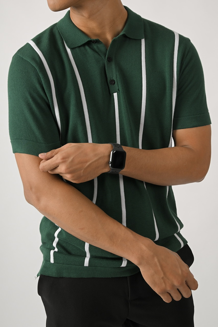 STRIPY POLO GREEN