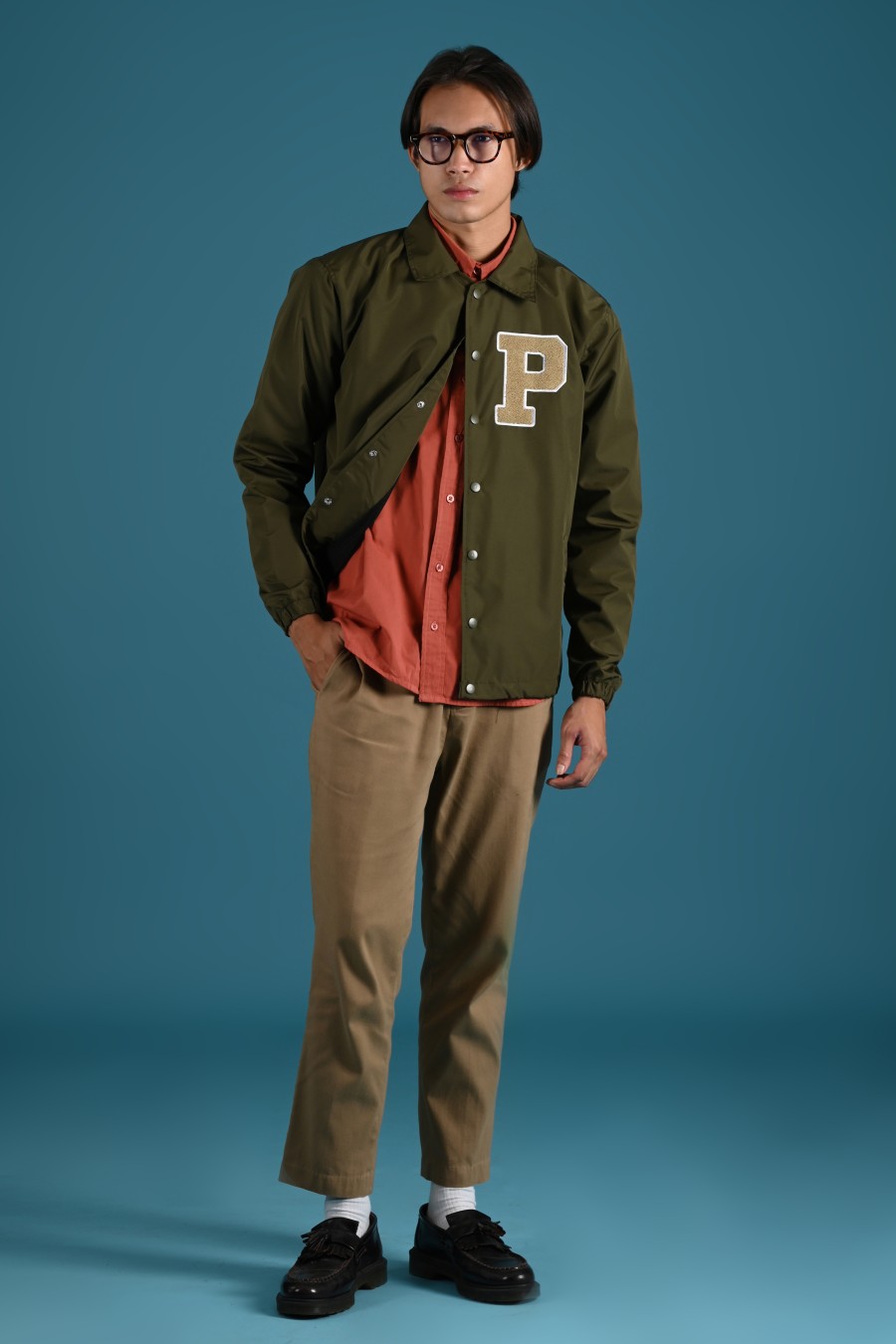 COLLEGIATE COACH JACKET GREEN