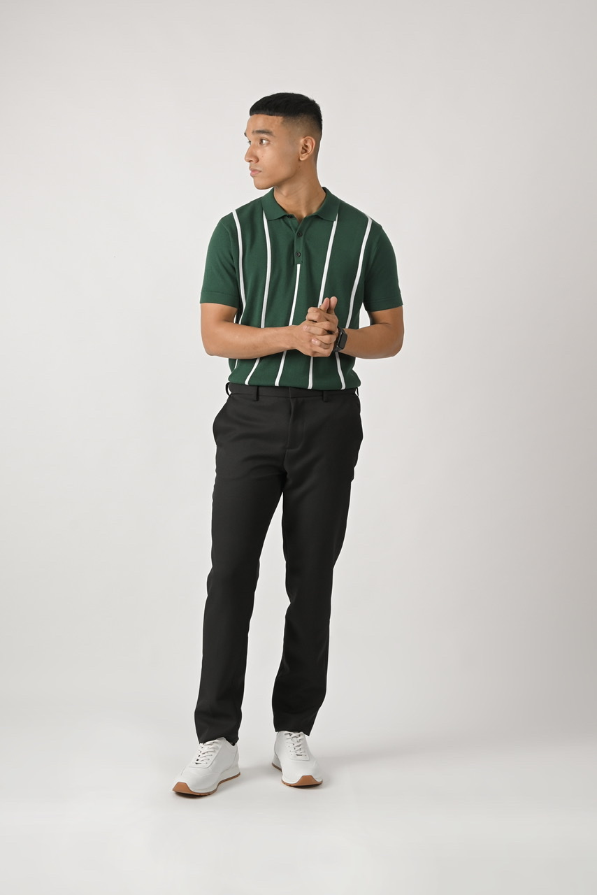 STRIPY POLO GREEN