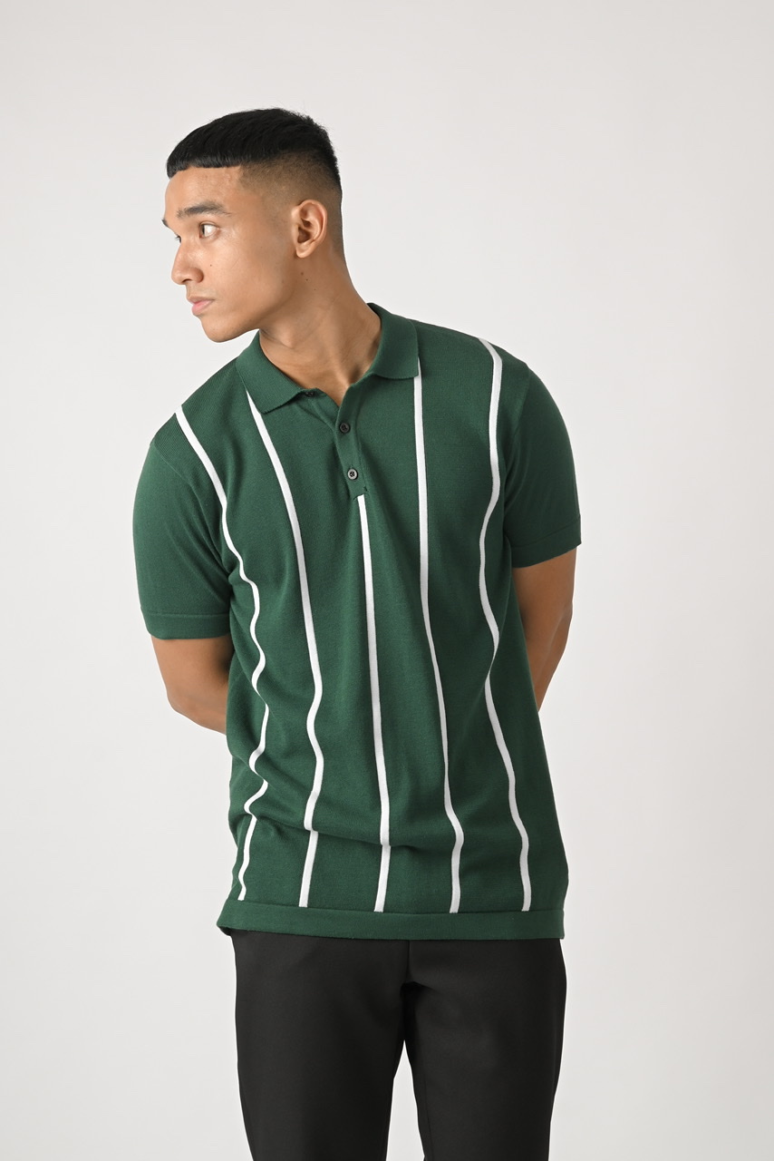 STRIPY POLO GREEN