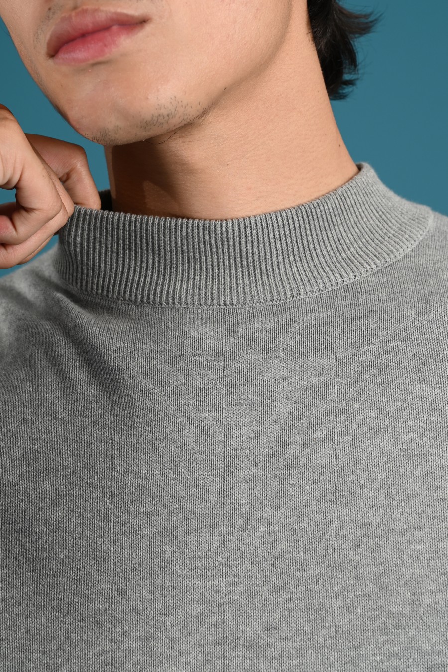 POCD10-MOCK NECK SWEATER GREY